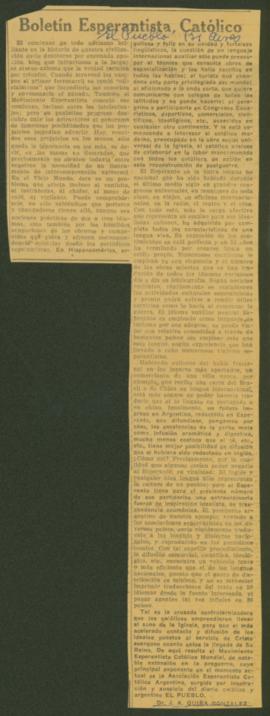 Artículo del Boletín Esperantista Católico