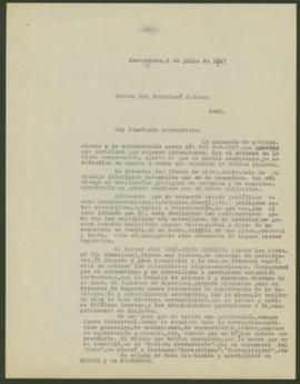Carta de Arturo E. Xalambrí a Bartolomé José Ronco (1947-07-09)