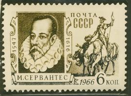 Sello postal en honor de Cervantes
