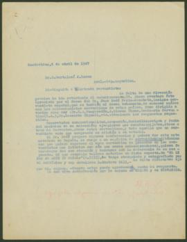 Carta de Arturo Xalambrí a Bartolomé José Ronco (1947-04-06)